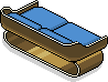 Blaues Goldmode-Sofa